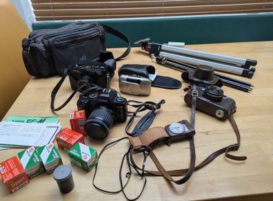Vintage cameras and accessories