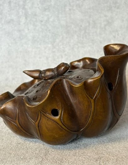 Vintage Chinese Cast Bronze Lotus Pod Incense Burner