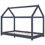 Kids Bed Frame Grey Solid Pine Wood 80x160 cm Image 2
