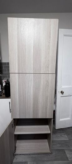 Tall Storage Cabinet / Pantry Unit - Oak Finish