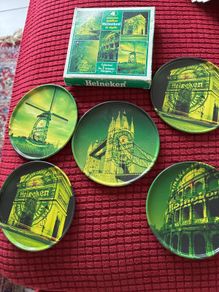 Very Rare Full Set Heineken Metal Coasters