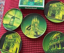 Very Rare Full Set Heineken Metal Coasters