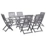 7 Piece Garden Dining Set Solid Acacia Wood Grey Image 2