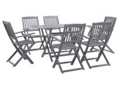 7 Piece Garden Dining Set Solid Acacia Wood Grey