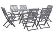 7 Piece Garden Dining Set Solid Acacia Wood Grey