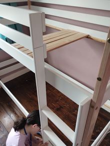 White wooden bunk beds