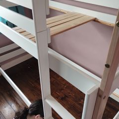 White wooden bunk beds