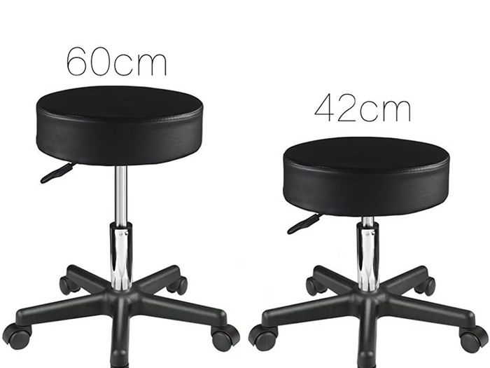 Black Adjustable Rolling Cushion Tattoo Massage Hydraulic Salon Stool,5 Wheels (FREE POSTAGE)