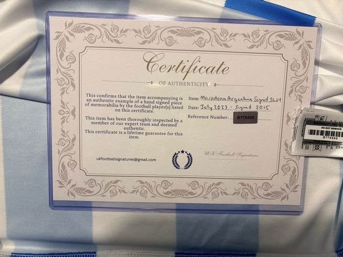 Diego Maradona Hand Signed Shirt Signed in 2015 Argentina + COA