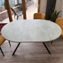 Extendable Grey Dining Table with 4 Gold & Navy Chairs Image 4