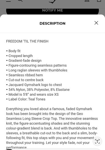 Gymshark crop tops