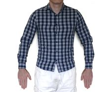Topman Freak Show Maskerade Navy, Grey, Blue, Black, White and Yellow Check/Cowboy Shirt - Size S