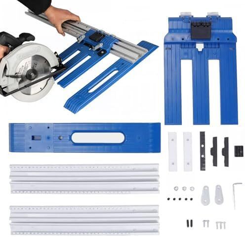 Circular Saw Guide Rail, Multifunctional Aluminum Alloy Circular Saw Guide with 0-65cm Cutting Range, Evolution Track Saw Guide Rail for Carpenter Cutting Positioning Tool