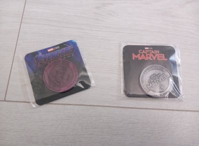 Rare marvel avengers and captain marvel rare collectible promotional metal coins tokens