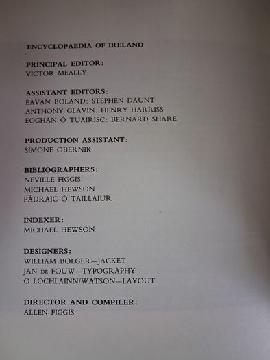 Encyclopaedia of Ireland / Figgis / 1st ed., / 1968