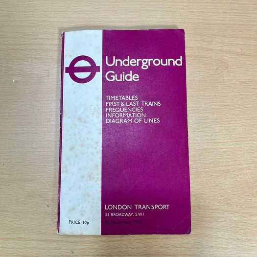 1972 London Transport Underground Guide Timetable with Tube Map