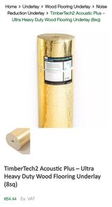 Wood and Laminate Flooring Underlay Ultra Heavy Duty - TimberTech 2 Acoustic Plus (2 rolls, 1 opened)