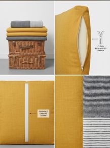 QUICK SALE (BARGAIN): SET of 4 Outdoor Seat Cushions (2 Yellow & 2 Grey)- Excellent Condition | Collection D13