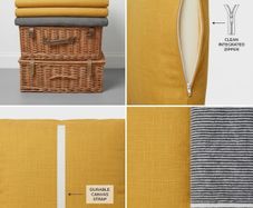 QUICK SALE (BARGAIN): SET of 4 Outdoor Seat Cushions (2 Yellow & 2 Grey)- Excellent Condition | Collection D13