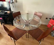 Tempered glass table with 4 chairs