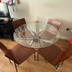 Tempered glass table with 4 chairs