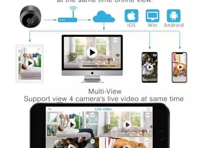 Mini Magnetic Full HD Home Security Camera / Webcam with Motion Detection, 24h Monitoring, Timer - 1080p, WiFi, IP
