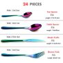 Rainbow Cutlery Set, HOBO 24 Piece Stainless Steel Flatware Set, Silverware Dinnerware Set Service for 6, Tableware Cutlery Include Knife/Fork/Spoon/Teaspoon for Home with Gift Box(Rainbow Multicolor) Image 8