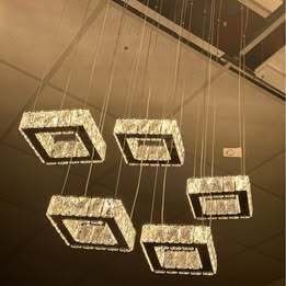 L.E.D. 5 piece Crystal chandelier. Brand new in box
