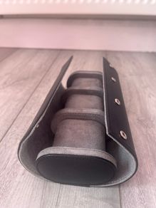 Watch case: 3-slot leather travel watch roll