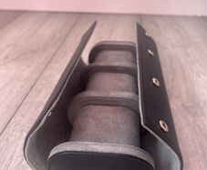 Watch case: 3-slot leather travel watch roll