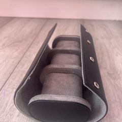 Watch case: 3-slot leather travel watch roll