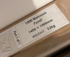 1400mm wet room glass panel with black profile