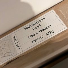 1400mm wet room glass panel with black profile