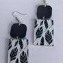Geometric White & Black Feather Motif Earrings Image 5