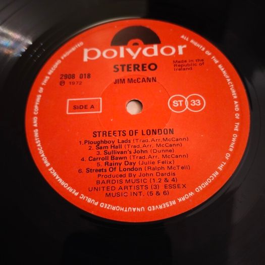Jim McCann - Streets of London Rare Irish Pressing