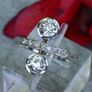Antique Art Deco Two Stone Diamond "Toi et Moi' Ring - 18ct White Gold Image 2