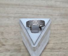 Sterling Silver 925 Sparkling 3-Row CZ Eternity Band Ring Size 17 / Q