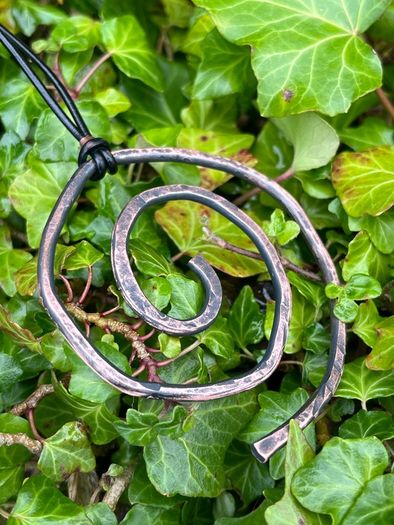 1 Pure Healing Solid Copper Hammered Textured Rustic Dystopian Earth Celtic Spiral Energy Necklace