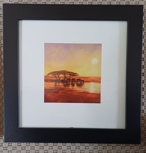 Framed Print African Elephants at Sunset