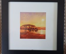 Framed Print African Elephants at Sunset
