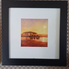 Framed Print African Elephants at Sunset
