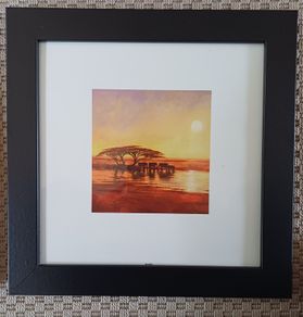 Framed Print African Elephants at Sunset