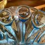 Vintage Art Deco Light Blue Pressed Glass Trumpet Vase made in Czechoslovakia 1930s Image 4