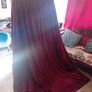 Long red velvet curtains with tie backs Image 3