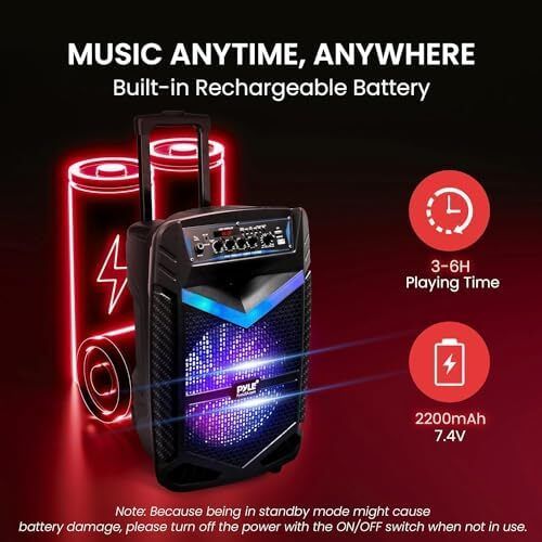Portable PA Speaker, Bluetooth- Loudspeakers, 600W Rechargeable w/ 10 Subwoofer 1 Tweeter, Pa System w/Wireless Microphone, Dj Speakers, w/Recording Function/Mic Input/Lights/USB/SD/Radio