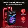 Portable PA Speaker, Bluetooth- Loudspeakers, 600W Rechargeable w/ 10 Subwoofer 1 Tweeter, Pa System w/Wireless Microphone, Dj Speakers, w/Recording Function/Mic Input/Lights/USB/SD/Radio Image 2