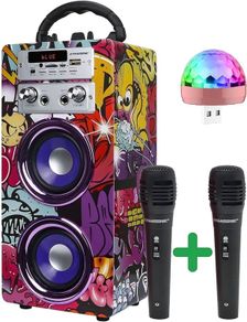 SALE | 3rd Gen Portable Bluetooth Speaker with Karaoke Mode and Microphone, FM Radio and USB SD Reader (Model 12 AND Lights USB