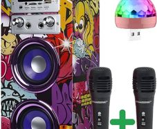 SALE | 3rd Gen Portable Bluetooth Speaker with Karaoke Mode and Microphone, FM Radio and USB SD Reader (Model 12 AND Lights USB