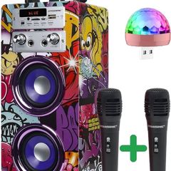 SALE | 3rd Gen Portable Bluetooth Speaker with Karaoke Mode and Microphone, FM Radio and USB SD Reader (Model 12 AND Lights USB
