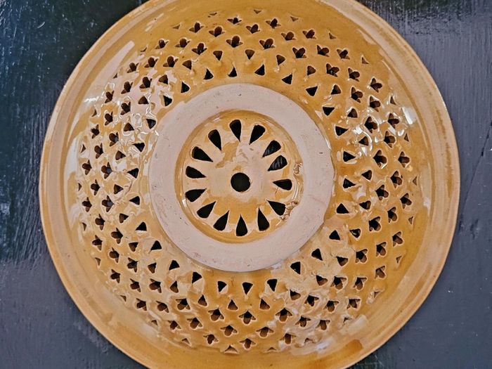 60s style handpainted terracotta fruit bowl